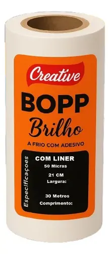 Bopp Adesivo Laminação A Frio Transparente 214Mm X 30 Metro Transparente