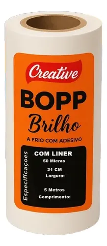 Bopp Adesivo Laminação A Frio Transparente 214Mm X 5 Metros