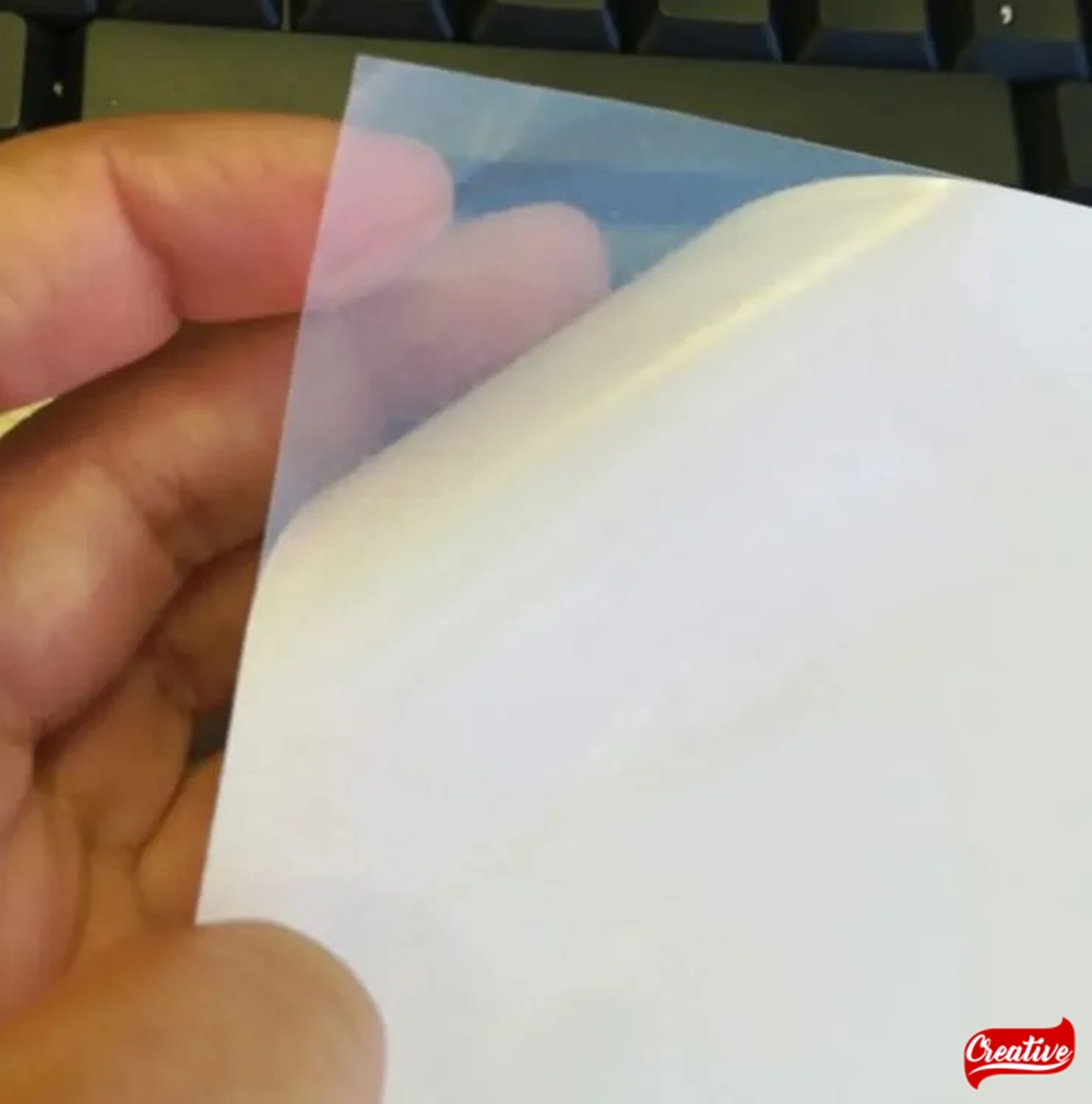 100 X Fls A4 Laminação A Frio Adesivo Vinil / Bopp 50 Micras Frontal - Creative Produtos