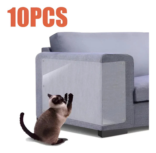 10 Protetores De Arranhões Gato Para Sofá Transparente Liso 45X30 Cm