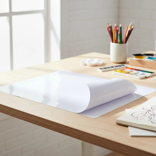 100 Folha Adesivo Dupla Face A5 21X15Cm Transparente Bopp Branco - imagem 4