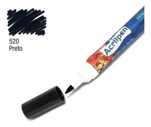 Caneta Marcador Para Tecido Acrilpen Preto 520 - Acrilex - imagem 3