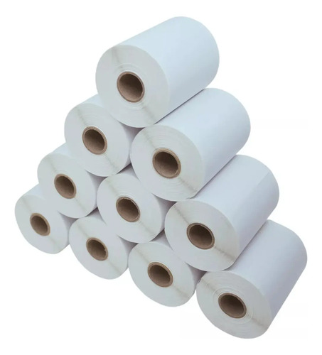 3 Rolos Etiquetas Adesivas Couche 100 X 100 Mm - 30 Mts  Branco Liso