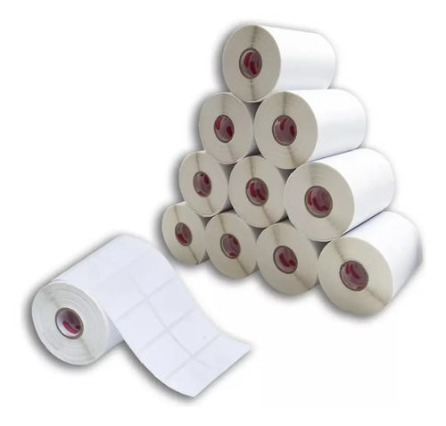 3 Rolos Etiquetas Adesivas Couche 100 X 100 Mm - 30 Mts  Branco Liso - imagem 2