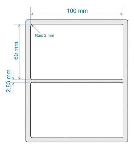 Etiqueta 10X6 100X60 Couche Adesiva Zebra Argox Elgin Cor Branco - imagem 2