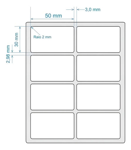 10 Rls Etiqueta 50X30 2 Col Couche Adesiva Zebra Argox Elgin Cor Branco - imagem 2