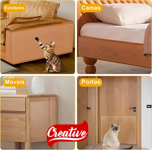 Protetor Adesivo Transparente Sofá Gatos Anti-Arranhão 61 Cm X 1 Mt Transparente - imagem 4