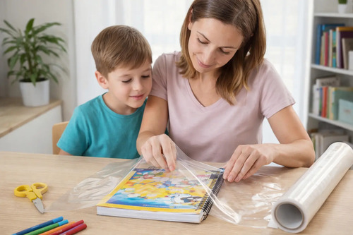 Papel Adesivo Para Encapar Cadernos 21Cm X 10Mts Transparente