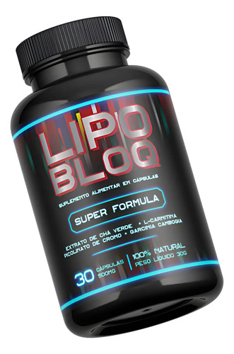Suplemento Emagrecedor Lipo Bloq 30 Cápsulas 500Mg. Sem Sabor