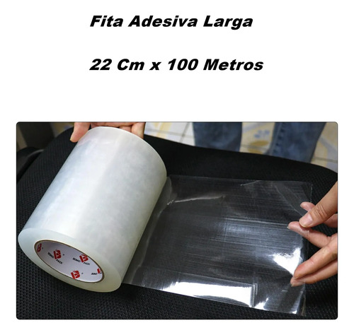 Fita Adesiva 22 Cm X 100 Metros Transparente Creative Transparente Liso Transparente - imagem 5
