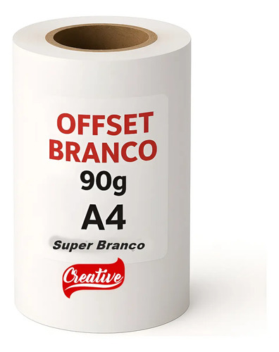 Bobina Papel Sulfite A4 210Mmx50M 90G Tubete 2 Polegadas Branco