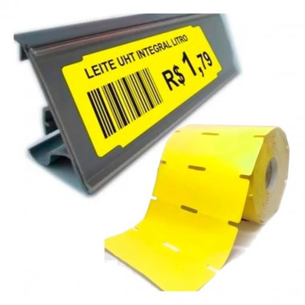 50 x Rolos Etiqueta Gondola Amarela Termica 100 x 30 mm Rolo 30 Mts Cada 2 Gaps