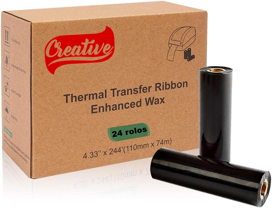 4 x Ribbon Cera 74 x 110 Metros Impressora Termica Mastercorp