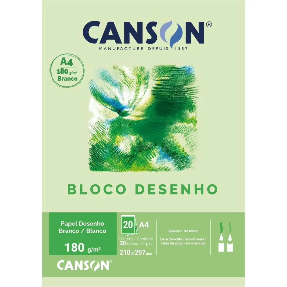 BLOCO PARA EDUCACAO ARTISTICA DESENHO A4 180G.20FLS BRANCO CANSON (BLOCO)