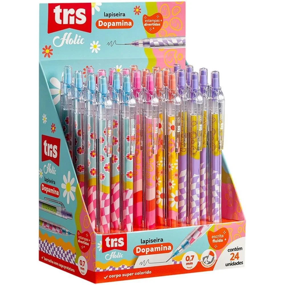 LAPISEIRA 0.7MM TRIS DOPAMINA C/BORRACHA 4COR. SUMMIT (DP.C/24)