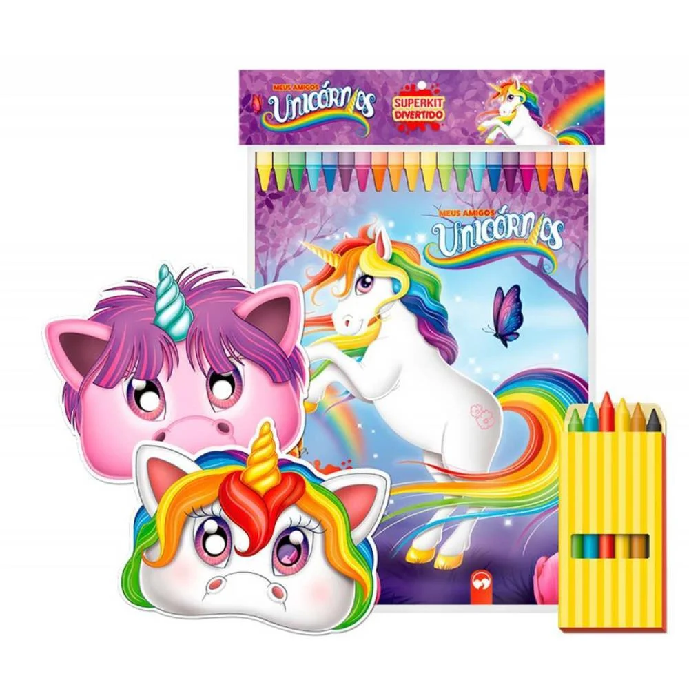 LIVRO INFANTIL COLORIR SUPER KIT UNICORNIO C/ GIZ VALE DAS LETRAS (UNIDADE)