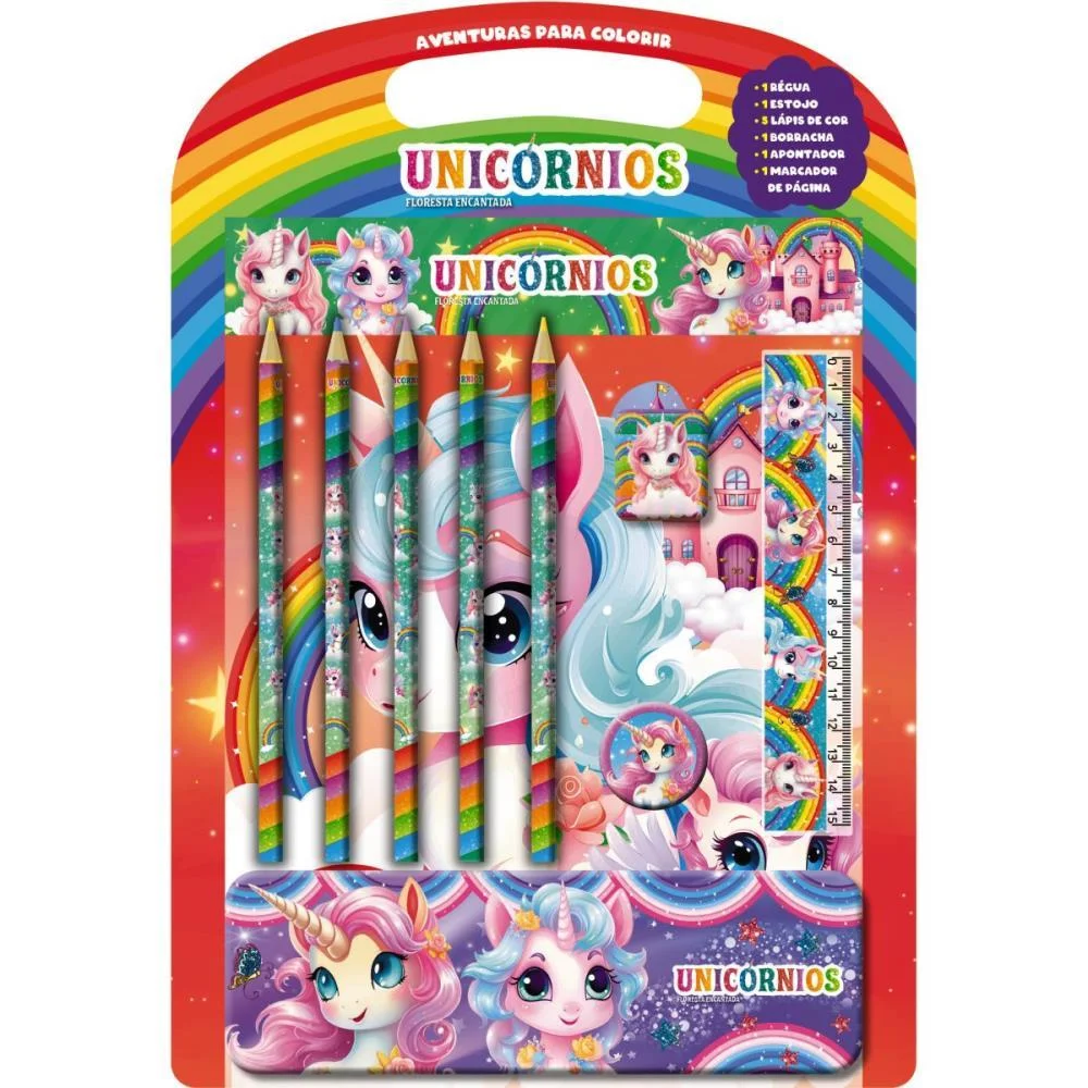 LIVRO INFANTIL COLORIR UNICORNIO C/KIT ESCOLAR ONLINE EDITORA (UNIDADE)