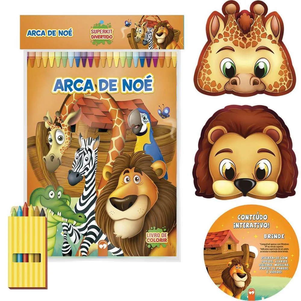 LIVRO INFANTIL COLORIR SUPER KIT ARCA DE NOE C/GIZ VALE DAS LETRAS (UNIDADE)