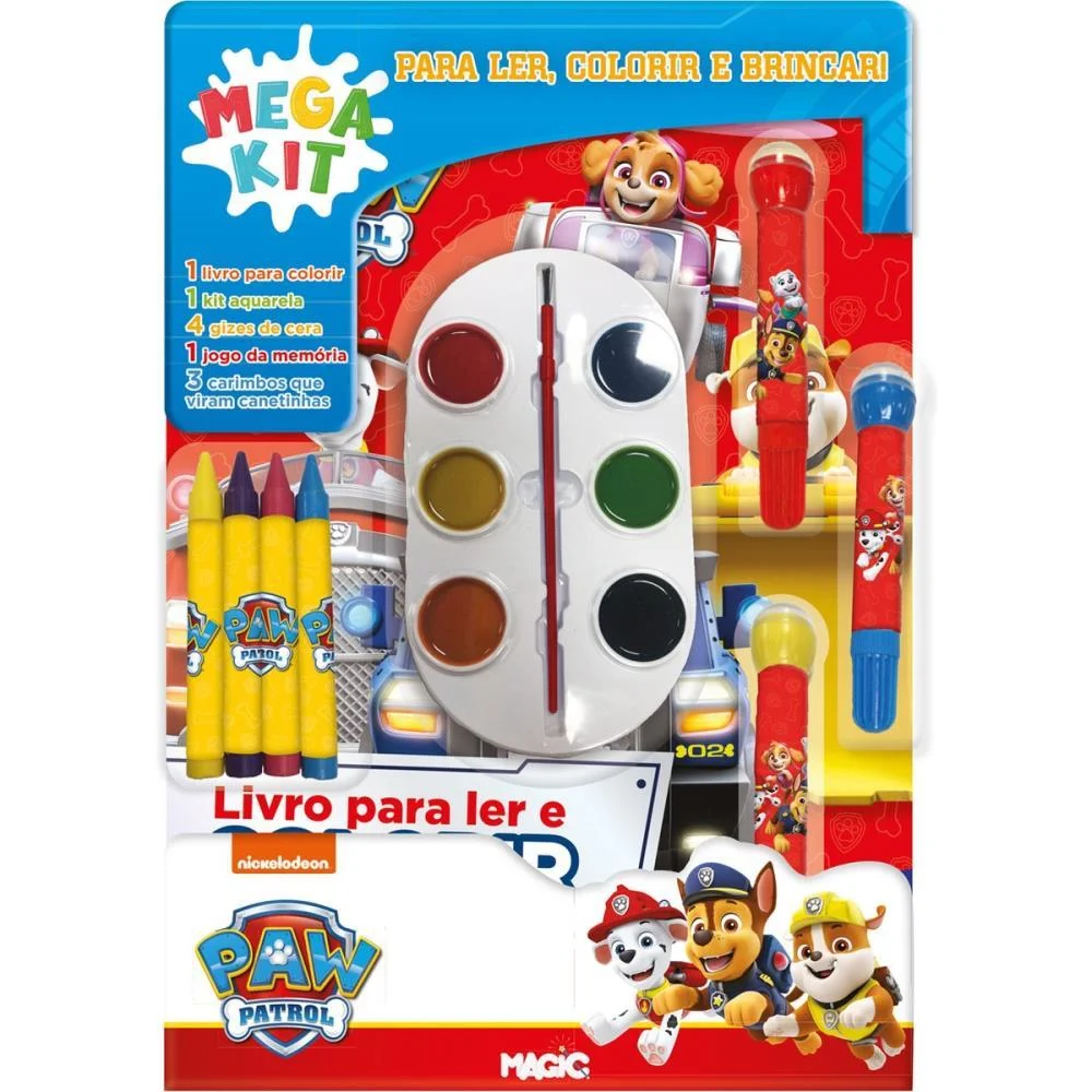 LIVRO INFANTIL COLORIR MEGA KIT PATRULHA CANINA LER MAGIC KIDS (UNIDADE)