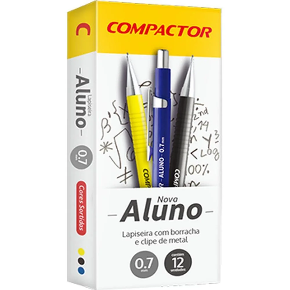 LAPISEIRA 0.7MM ALUNO METALICA (S) COMPACTOR (CX.C/12)