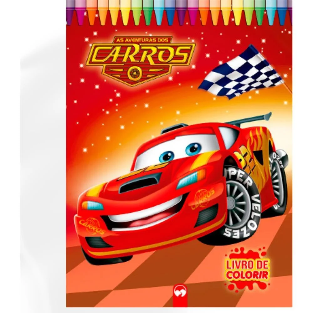 LIVRO INFANTIL COLORIR GIGANTE CARROS 10PG 27X36CM VALE DAS LETRAS (UNIDADE)