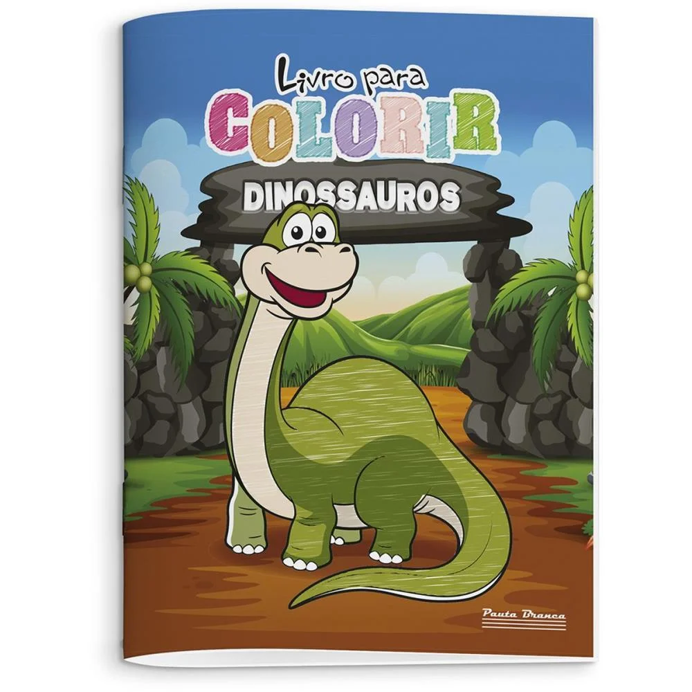 LIVRO INFANTIL COLORIR DINOSSAUROS 8PGS. PAUTA BRANCA (PCT.C/10)
