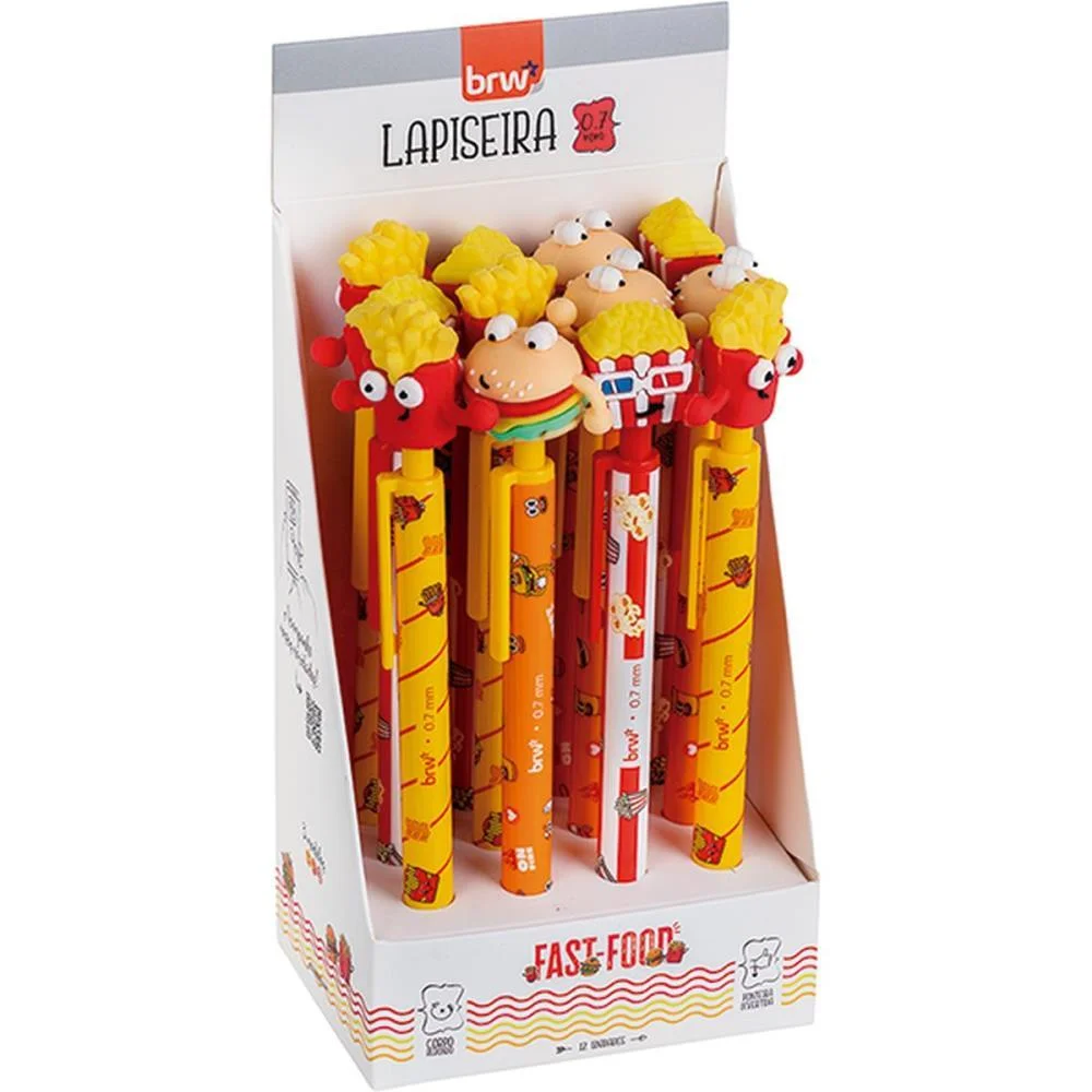 LAPISEIRA 0.7MM DIVERTIDA FAST FOOD PLAST.3MOD BRW (DP.C/12)