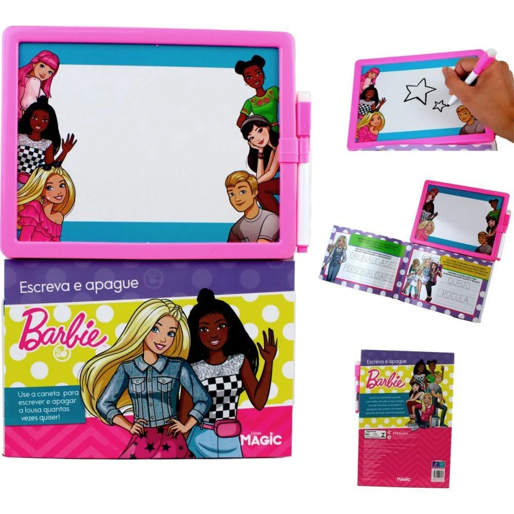 LIVRO BRINQUEDO ILUSTRADO LOUSA ESCREVE E APAGA BARBIE MAGIC KIDS (UNIDADE)