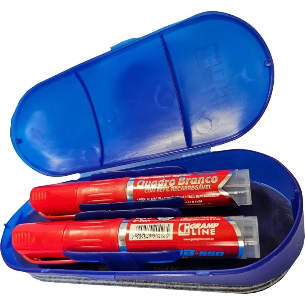 APAGADOR QUADRO BRANCO ESTOJO C/TAMPA/ 6 FELTROS QB60 GRAMP LINE (UNIDADE)