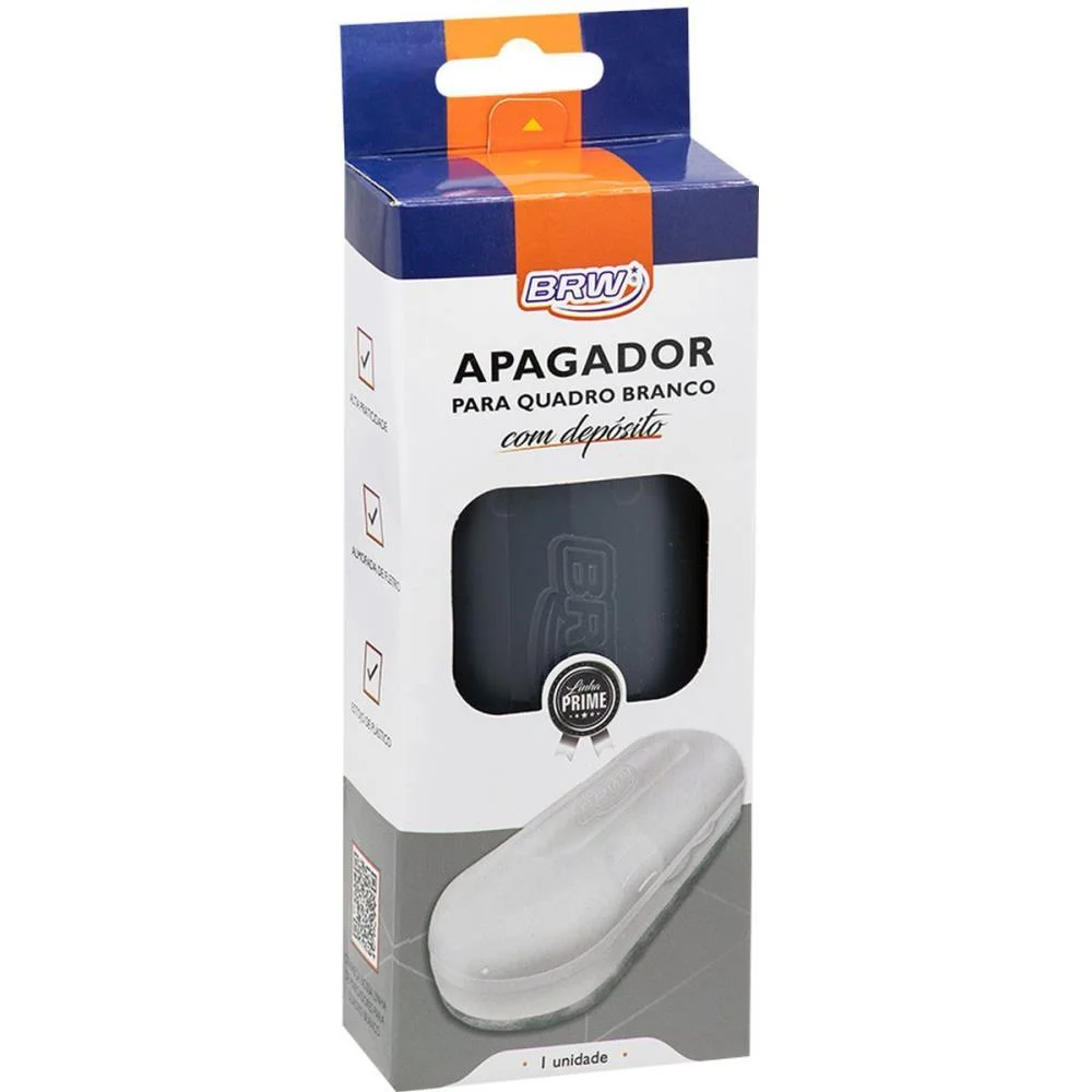 APAGADOR QUADRO BRANCO COM DEPOSITO PARA PINCEL BRW (UNIDADE)