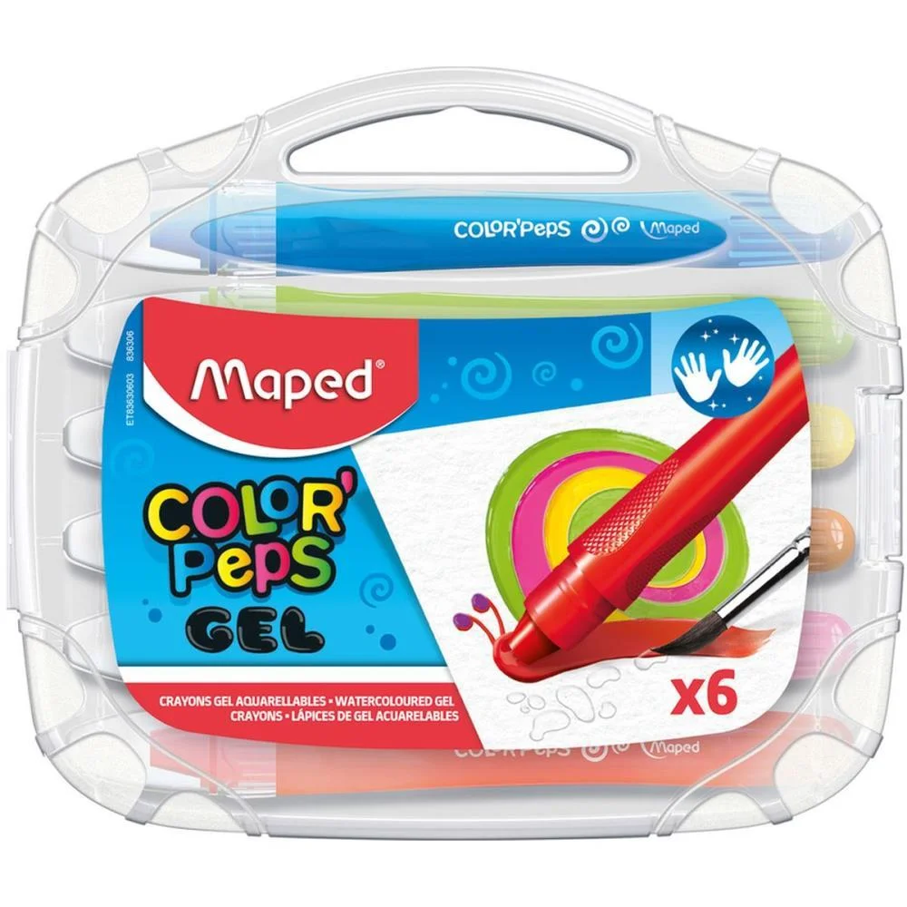 GIZ DE CERA FINO GEL RETRATIL COLOR PEPS 6 COR. MAPED (MALETA)
