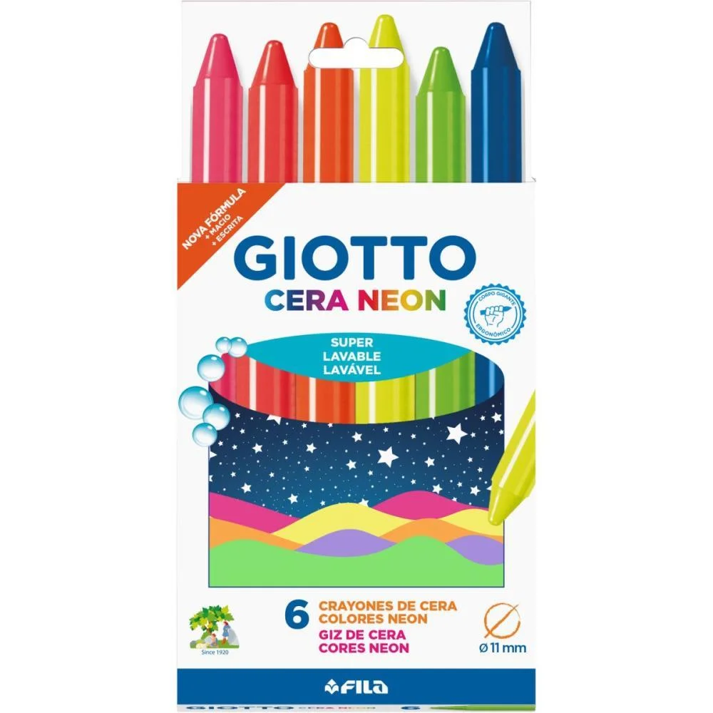 GIZ DE CERA FINO GIOTTO MAXI NEON 6 CORES CANSON (PCT.C/12)