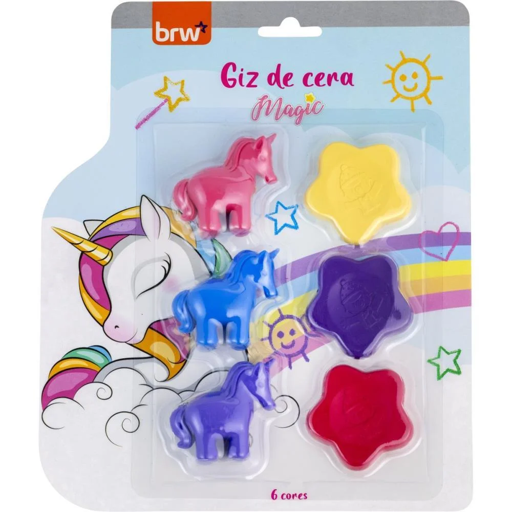 GIZ DE CERA CURTO 6 CORES MAGIC BRW (BLISTER)