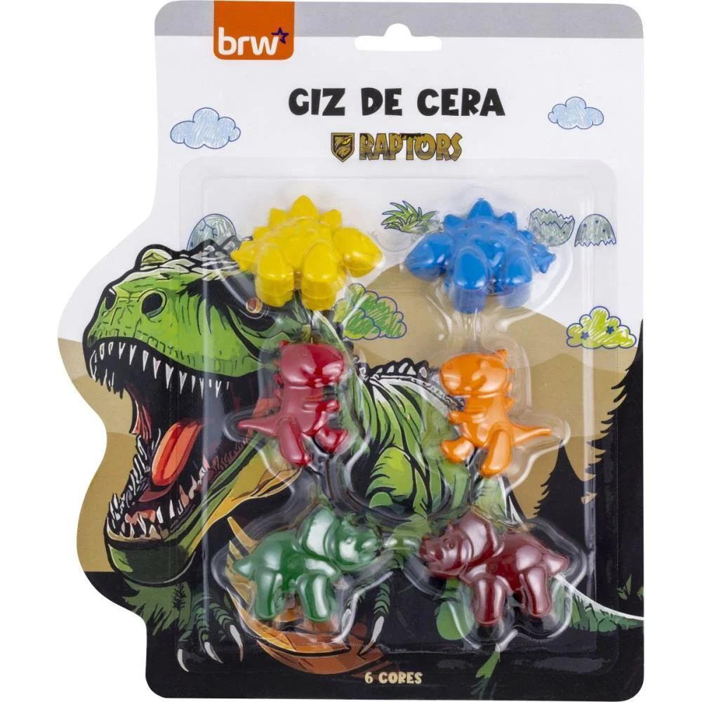 GIZ DE CERA CURTO 6 CORES RAPTORS BRW (BLISTER)