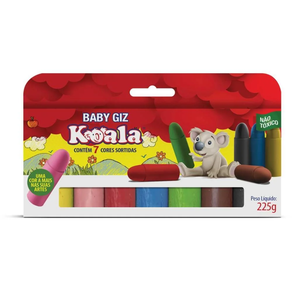 GIZ DE CERA JUMBO 07 CORES BABY GIZ KOALA DELTA (PCT.C/03)