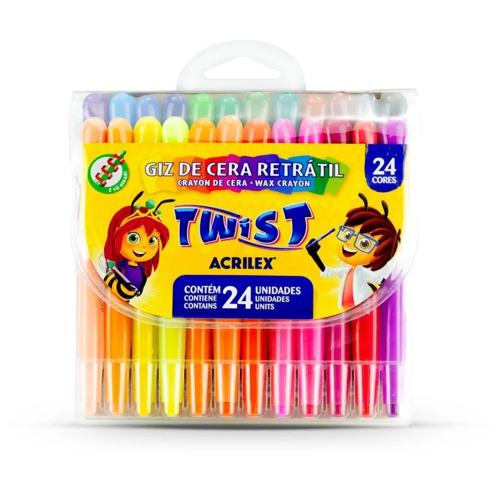 GIZ DE CERA JUMBO RETRATIL TWIST 24 CORES ACRILEX (ESTOJO)