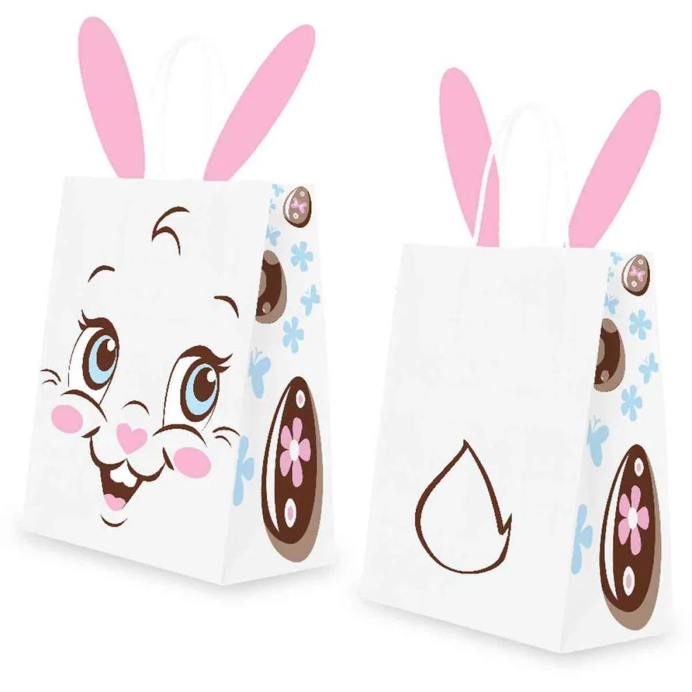 SACOLA DECORADA PASCOA PASCOA DIVERTIDA C/ORELHA 18CM FESTCOLOR (PCT.C/10)