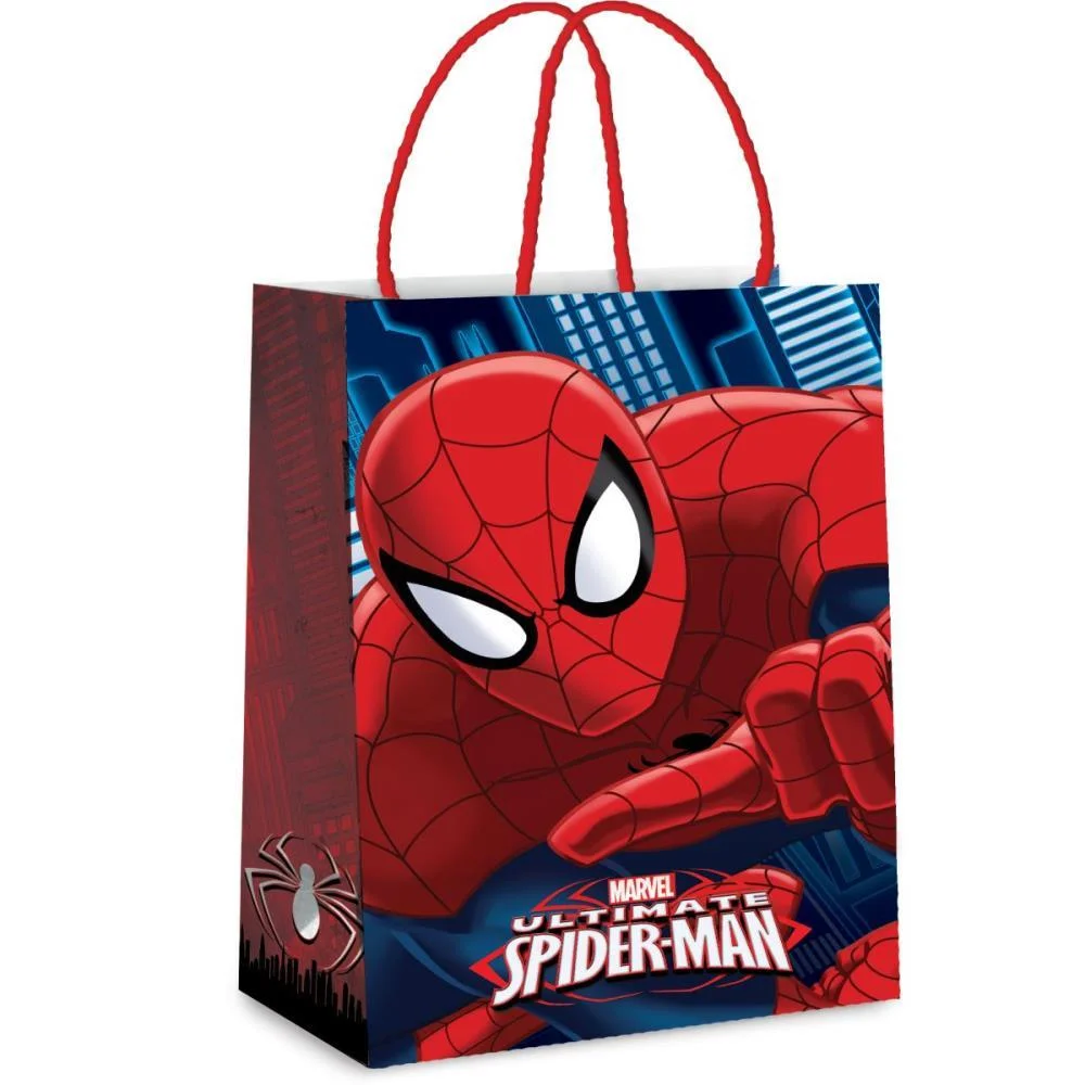SACOLA PARA PRESENTE DECORADA SPIDER-MAN LAMIN.26X19,5X9,5CM CROMUS (PCT.C/10)