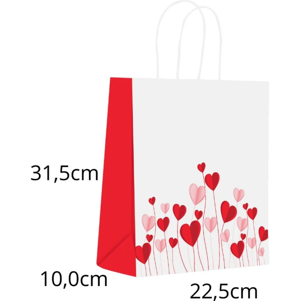 SACOLA PARA PRESENTE DECORADA AMOR ORIGAMI M 22X31X10CM SCRITY (PCT.C/10)