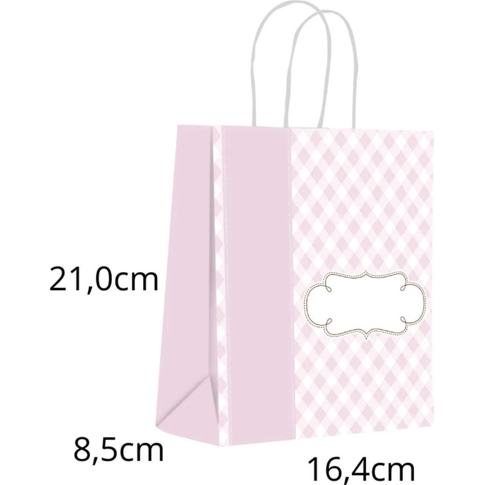 SACOLA PARA PRESENTE DECORADA BABY ROSA P 16,4X21X8,5CM SCRITY (PCT.C/10)
