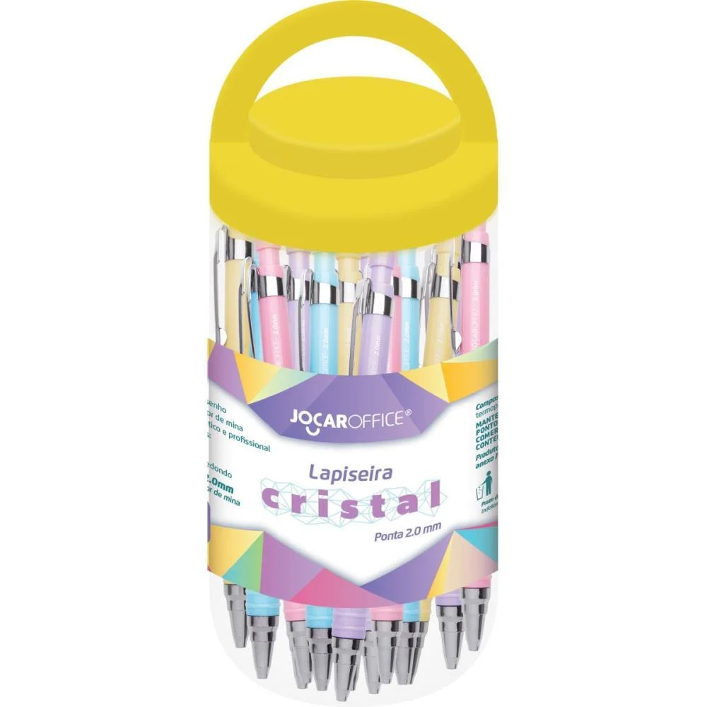 LAPISEIRA 2.0MM CRISTAL C/APONTADOR 4CORES LEONORA (POTE-24)