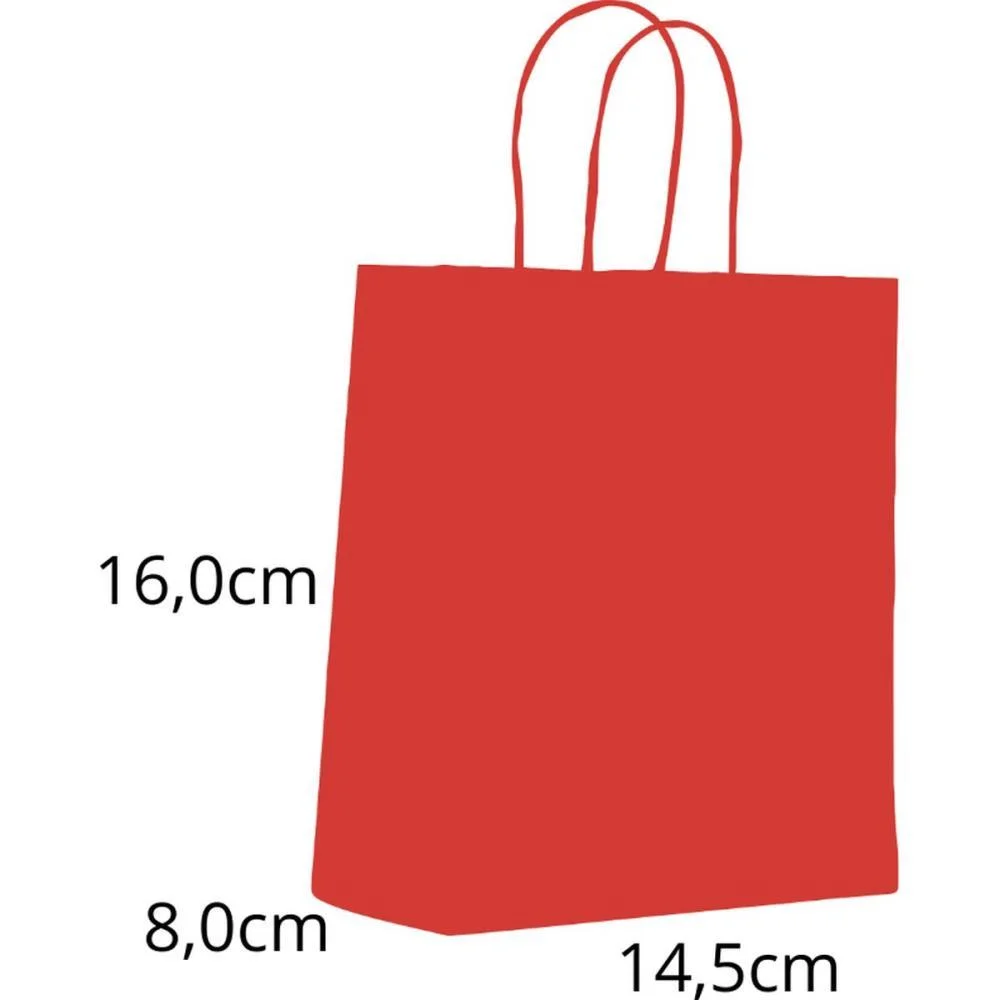 SACOLA PARA PRESENTE LISA VERMELHO VIVO PP 14,5X16X8CM SCRITY (PCT.C/10)