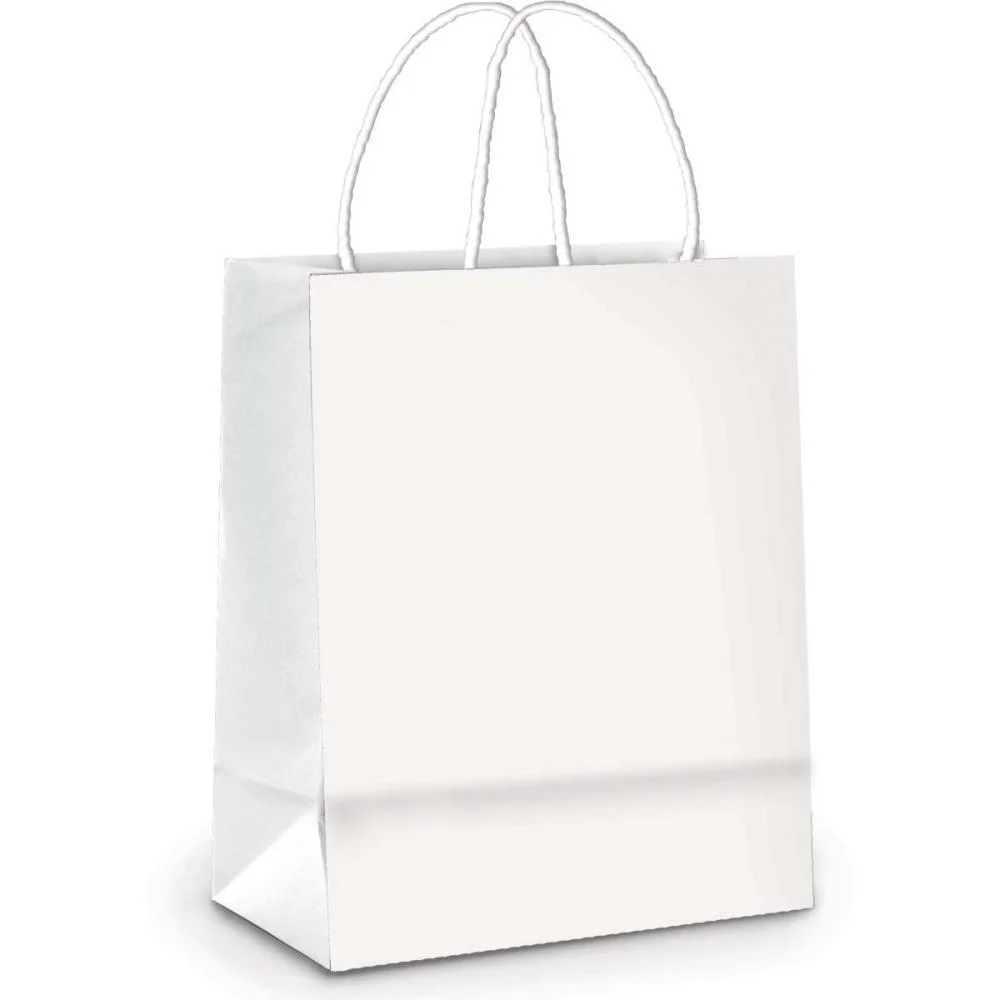 SACOLA PARA PRESENTE LISA BRANCA M 26X19,5X9,5CM. CROMUS (PCT.C/10)