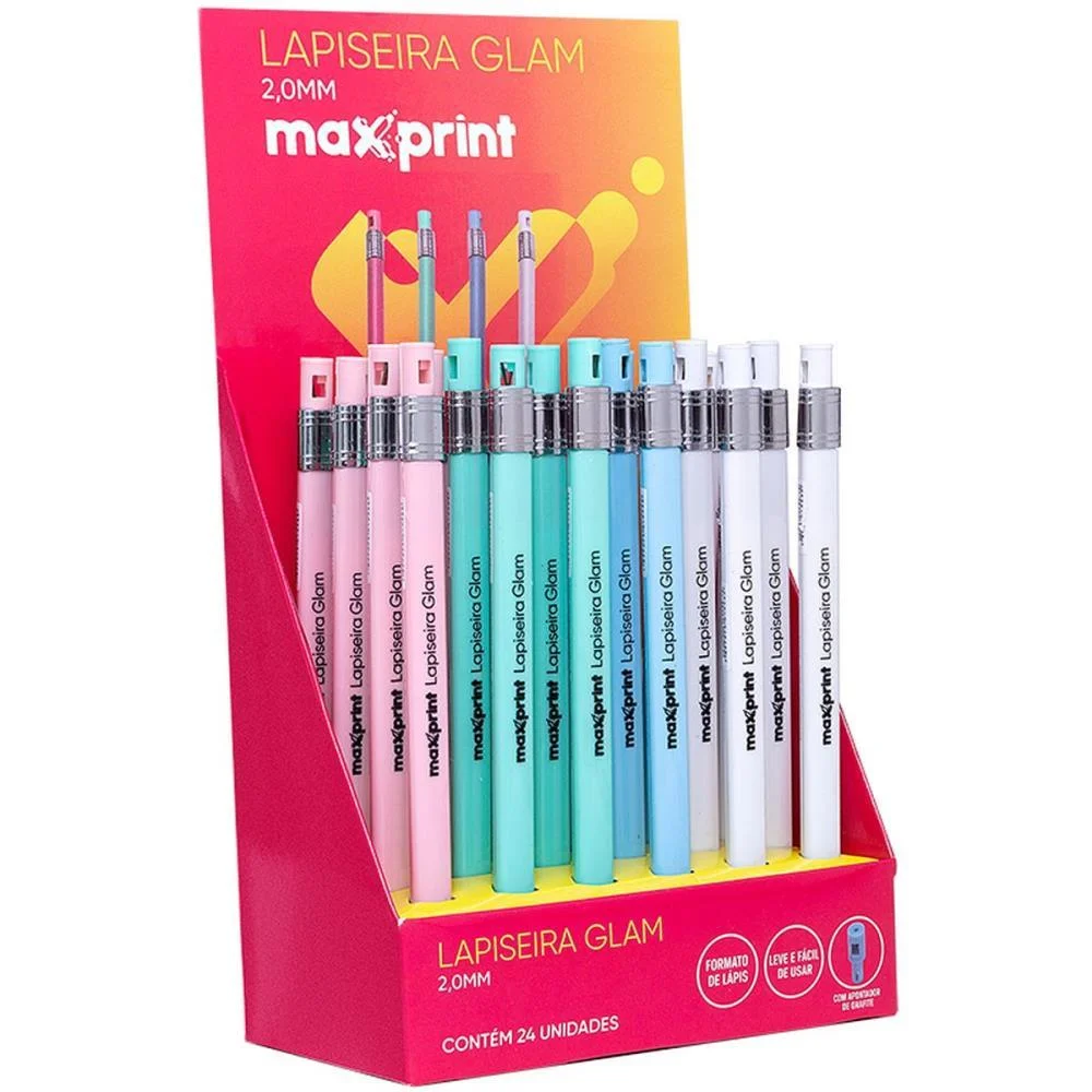 LAPISEIRA 2.0MM GLAM 4 CORES C/APONTADOR MAXPRINT (DP.C/24)