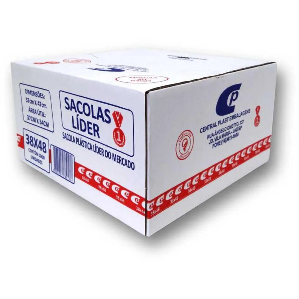 SACOLA PLASTICA 38X48 C/1000 UNIDADES CENTRAL PLAST (CAIXA)
