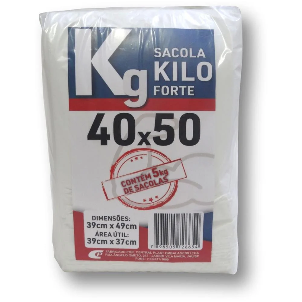 SACOLA PLASTICA 40X50 C/750UNID. KILO FORTE CENTRAL PLAST (PACOTE)