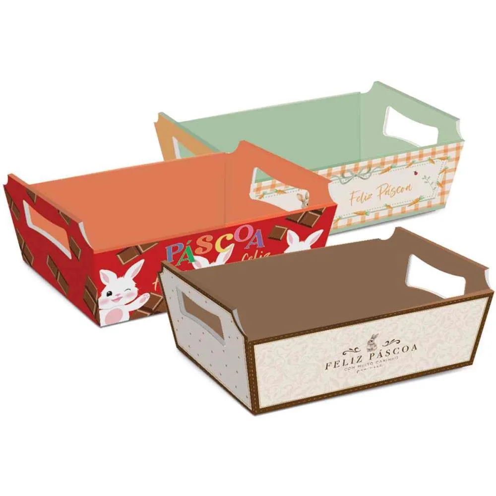 CESTA DE PAPEL PASCOA G 27X18,5X9,5CM (S) CROMUS (PCT.C/10)