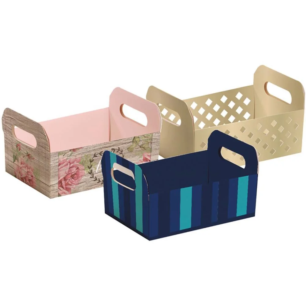 CESTA DE PAPEL CAIXOTE M 22X15X8CM.DECORADO CROMUS (PCT.C/10)