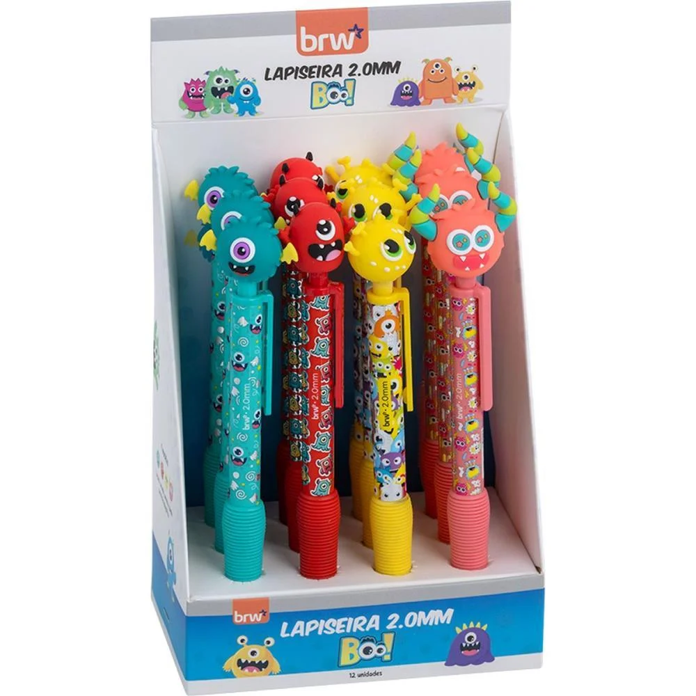 LAPISEIRA 2.0MM DIVERT MONSTRO PLASTICA 4 MOD BRW (DP.C/12)