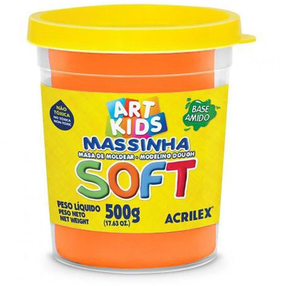 MASSA PARA MODELAR SOFT 500G.LARANJA BS.AMIDO ACRILEX (POTE)